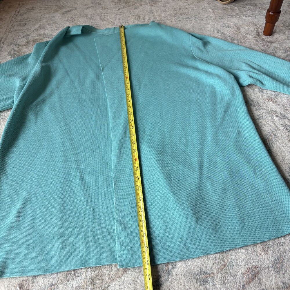 Eileen Fisher 2pc Set Draped Knit Cardigan Jacket & Silk Tank Top Blue Green 3X - Picture 8 of 8
